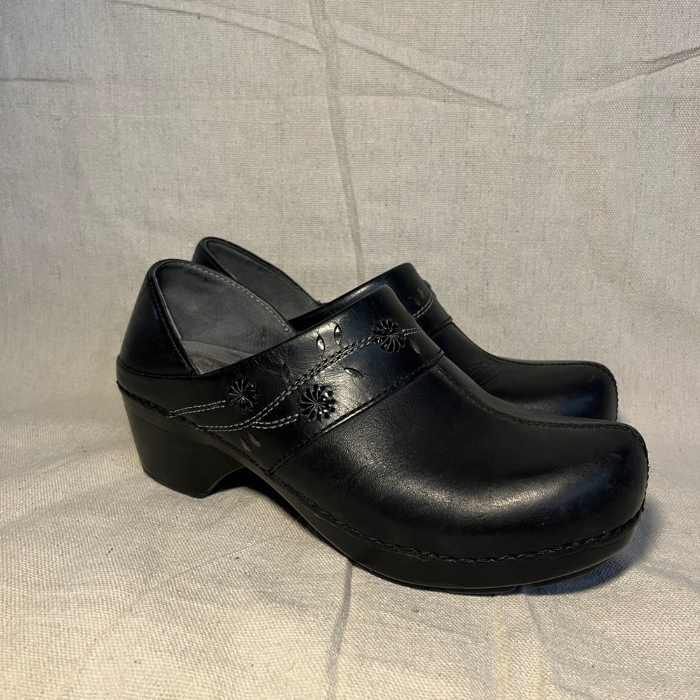 Black Leather Dansko Clog / Mules